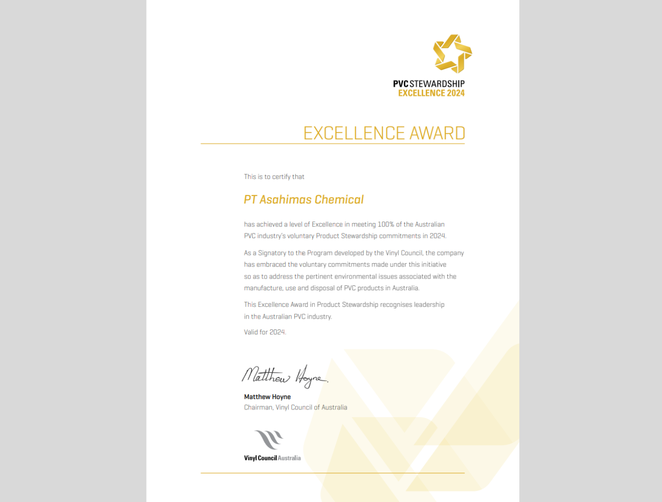 PVC Stewardship Certificate
